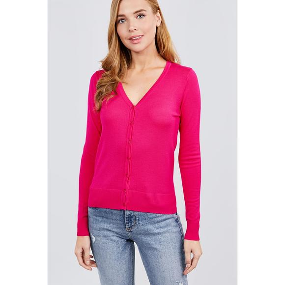 Rachell`s Boutique Sweaters - Long Sleeve V-neck Button Down Sweater Cardigan
